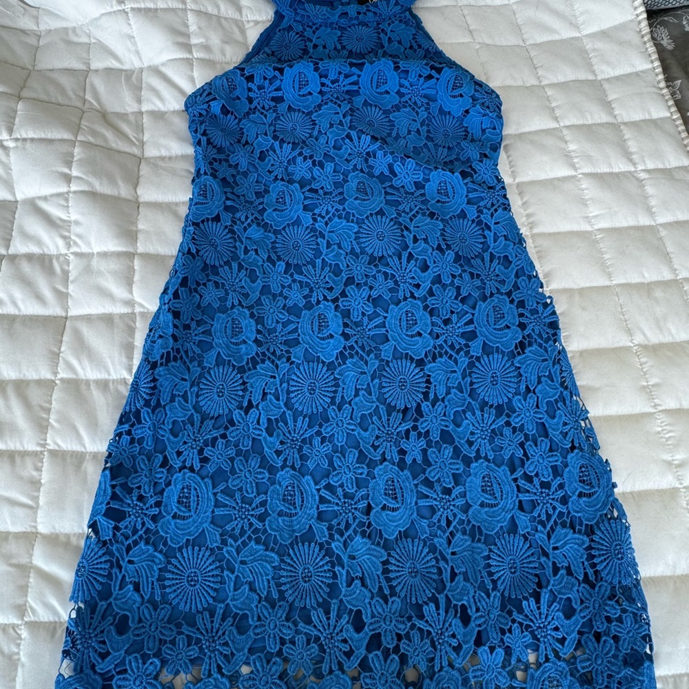 Lulu's Blue Floral Lace Dress